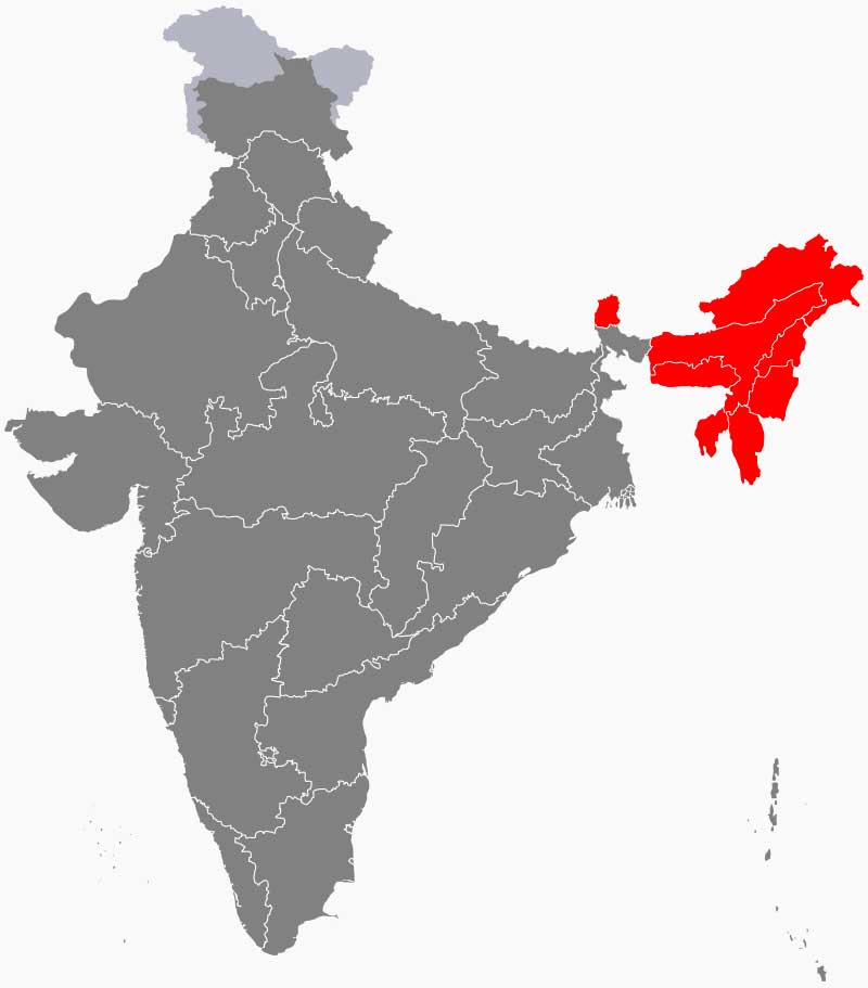северо-восточная индия карта